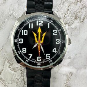 Game Time Arizona State Sun Devils Watch Men Silver Tone Black 50MM Large Dial